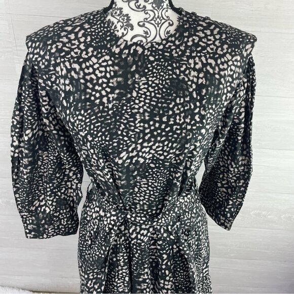 Sea New York Calla Dotted Print Belted Puff Sleeve Fit and Flare Dress - Picture 3 of 8